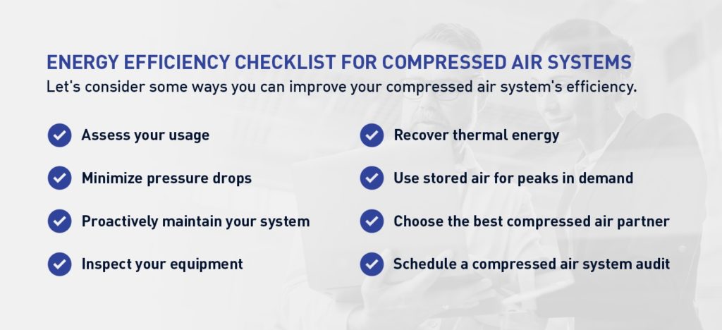 energy efficiency checklist for compressed air systems