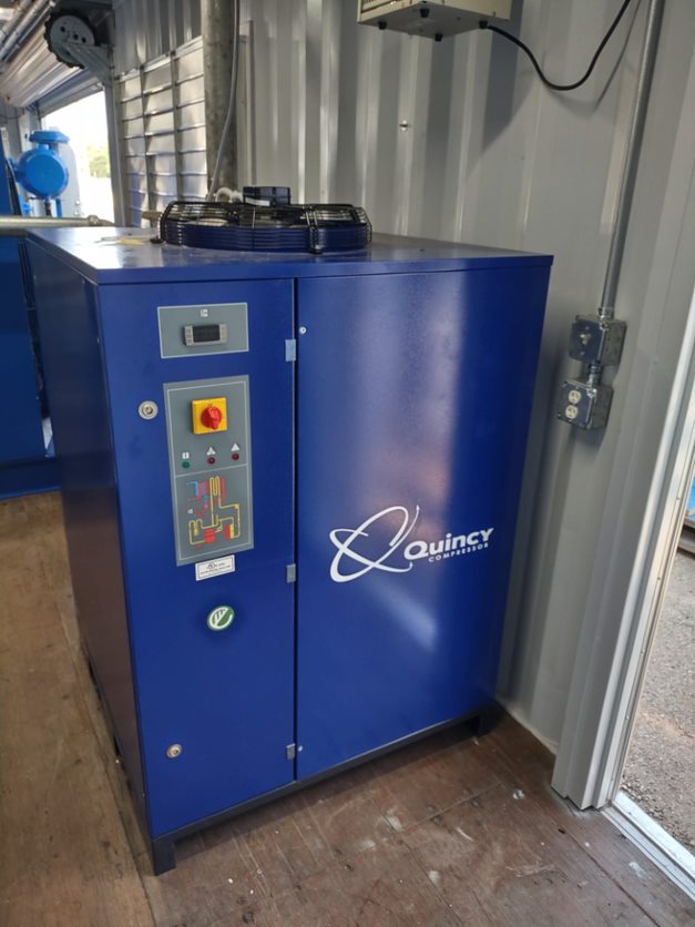 Quincy Compressor QPNC 1250 Refrigerated Air Dryer inside a Shipping Container