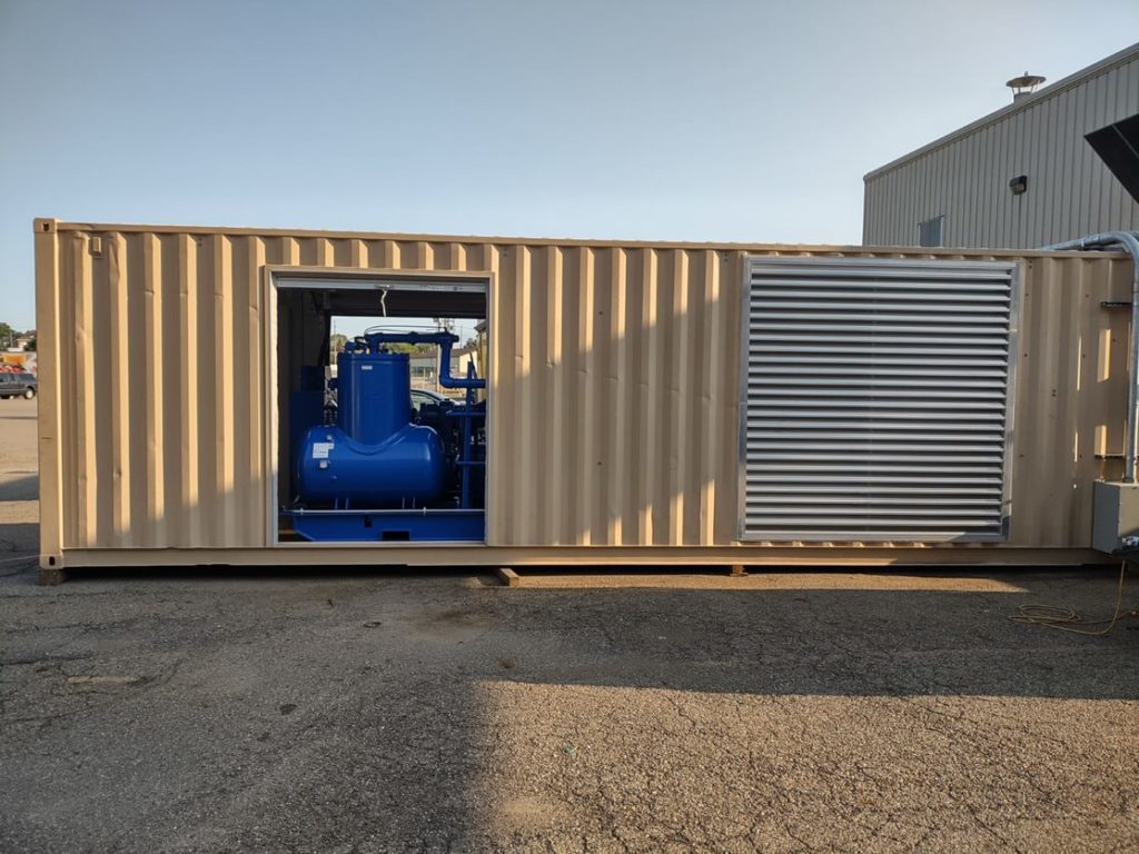 Side View of Compressor Install in a Shipping Container