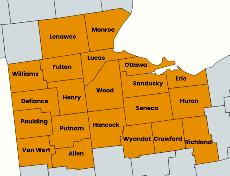 Counties Served by C.H. Reed's Toledo, OH Brand